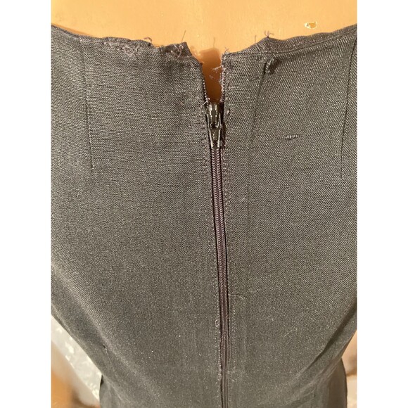 Vintage 60s Black Cocktail Dress Linen Cut Outs Classic 1960s Size Medium - Picture 6 of 6